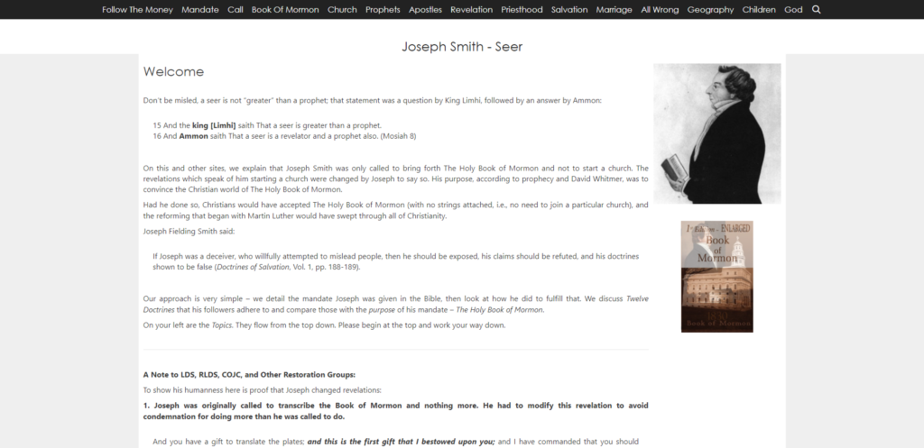 WEBSITE Joseph Smith - Seer Not Prophet